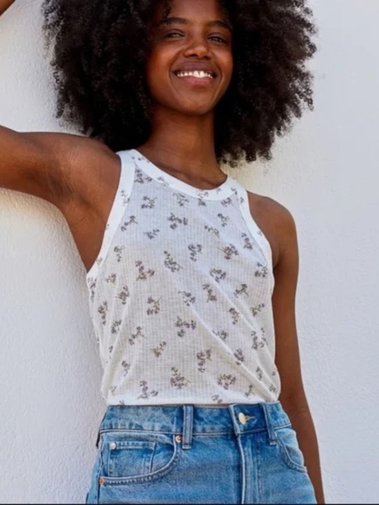 H&M Tops - Brock Collection x H&M Floral Ribbed Tank Top Medium Cottagecore